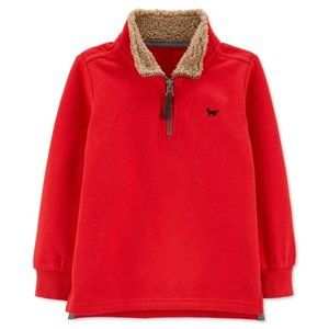 Size 5T Carter's Red Half Zip Sweatshirt with Sherpa Collar